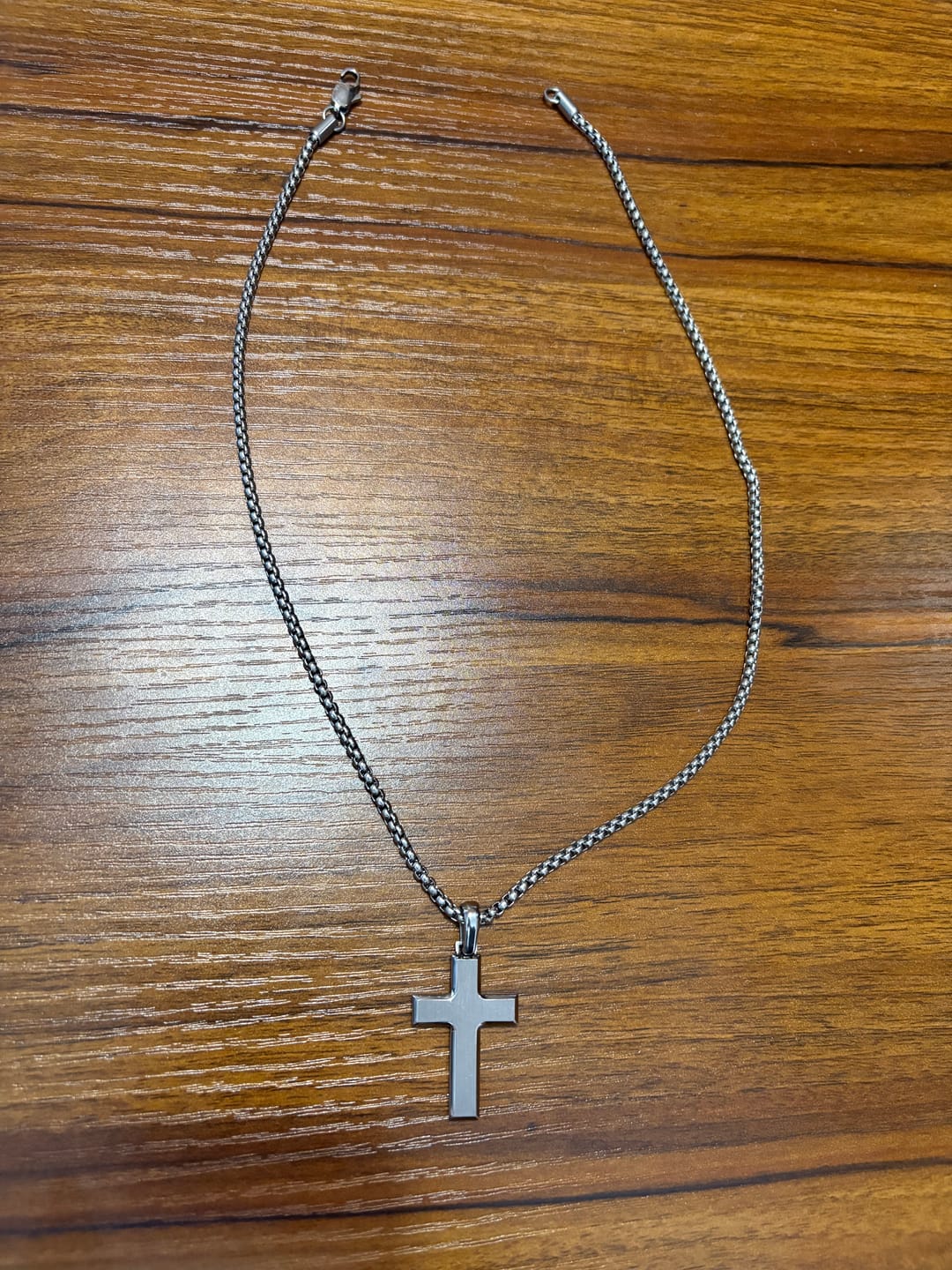 Customer photo review of Beveled Edge Cross Pendant