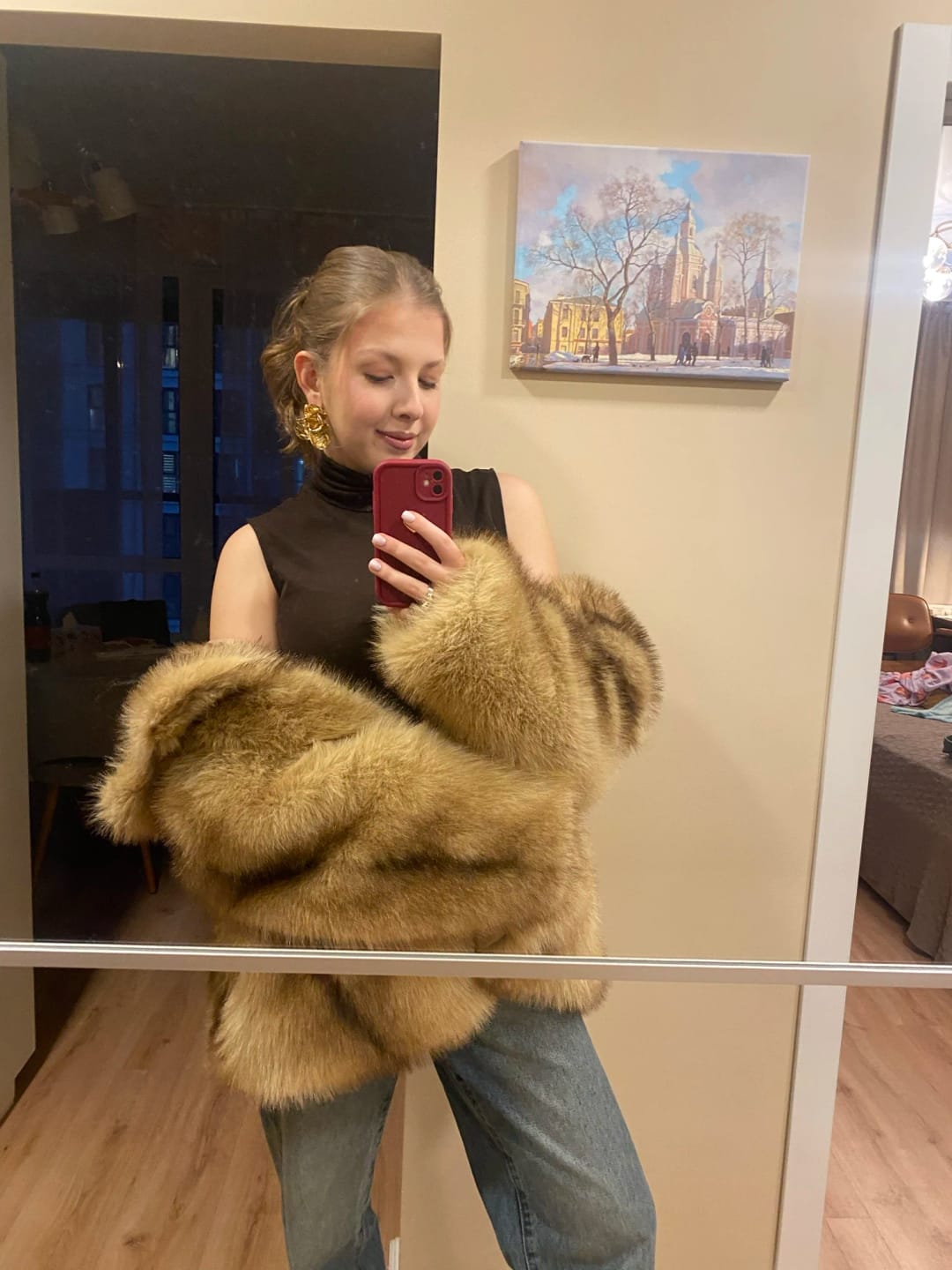Customer photo review of Fely Faux Fur Coat