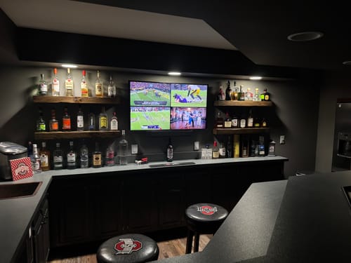 Customer photo review of Distressed 3" Thick Floating Shelves