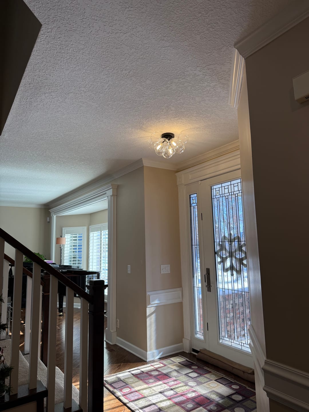Customer photo review of 3-Light Brass Cluster Clear Glass Globe Bubble Ceiling Light