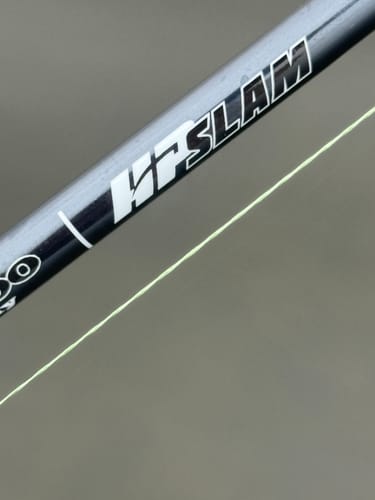 Close-up of the customer's Waterloo HP Slam fishing rod, highlighting the "HP SLAM" logo.