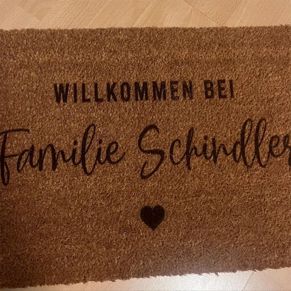 Customer photo review of Fußmatte aus Kokos personalisierbar – Willkommen bei Familienname mit Herz