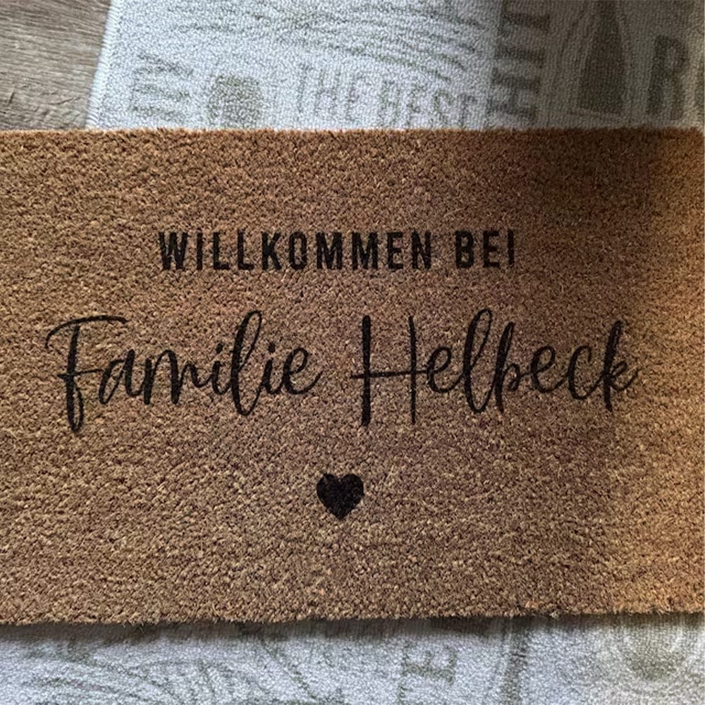 Customer photo review of Fußmatte aus Kokos personalisierbar – Willkommen bei Familienname mit Herz