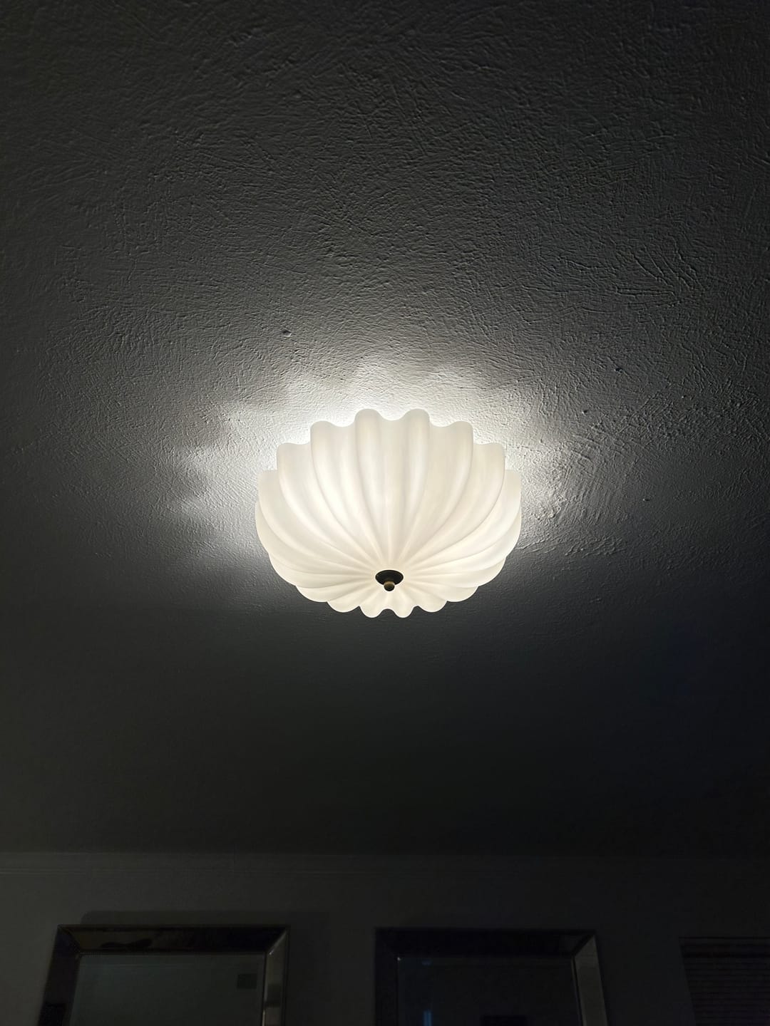 Customer photo review of Modern 3-Light Milky White Daisy Glass Semi-Flush Mount