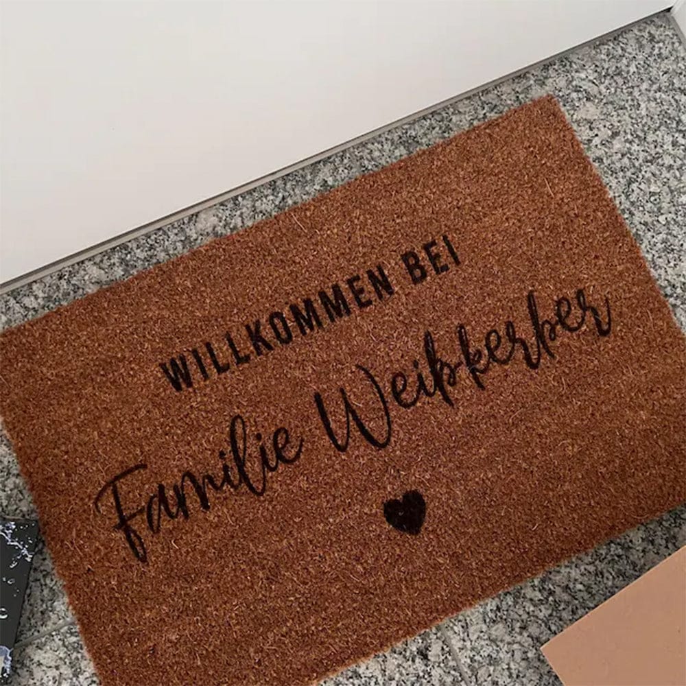 Customer photo review of Fußmatte aus Kokos personalisierbar – Willkommen bei Familienname mit Herz