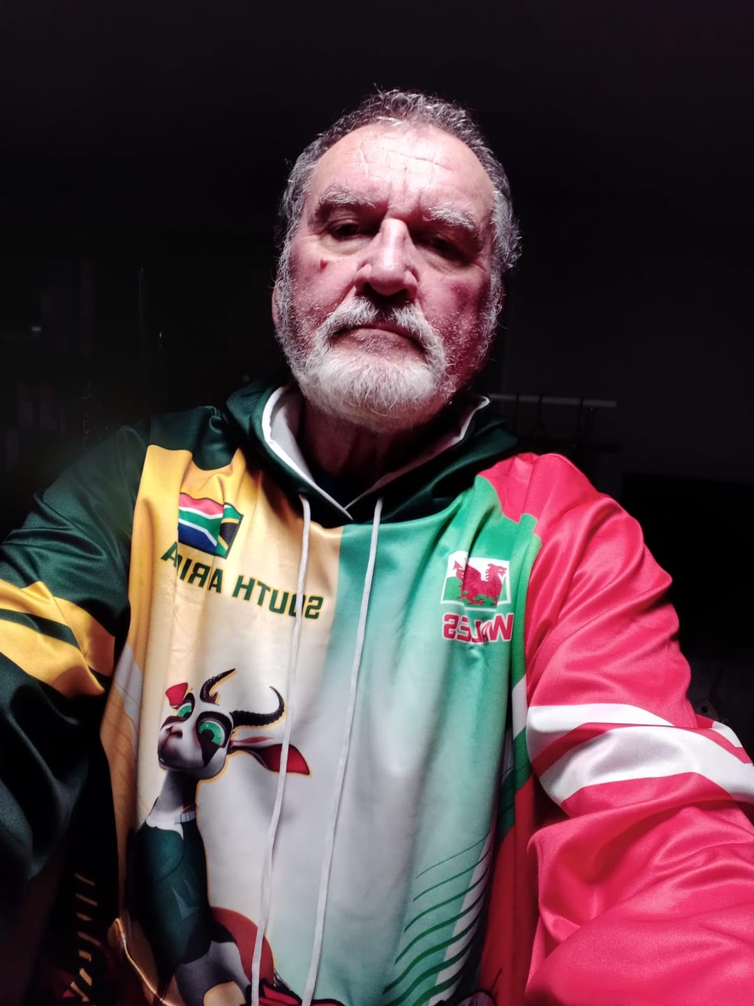 Customer photo review of Custom South Africa And Wales Rugby Hoodie Springboks Welsh Mascots Dynamic Version LT14