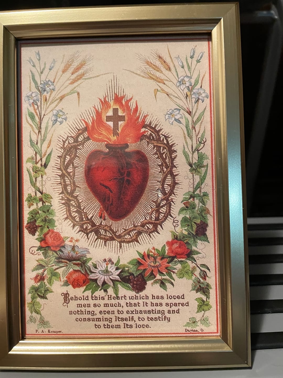 Customer photo review of Sacred Heart – 4x6" Framed Picture – Catholic Keepsake