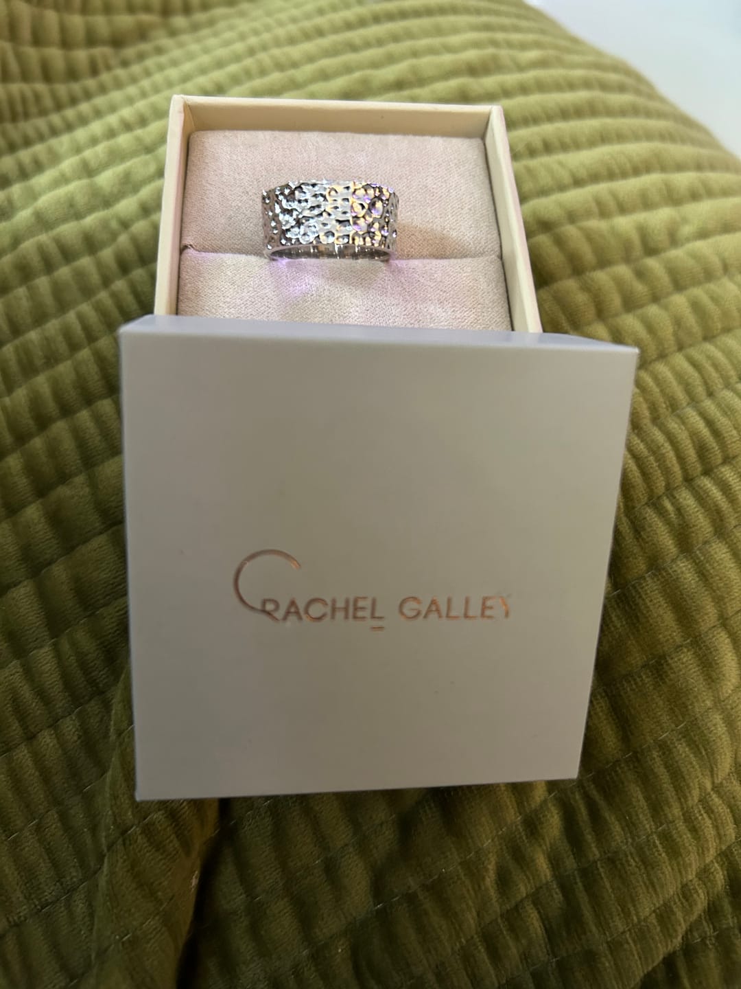 Customer photo review of Grecian Hammered Silver Stacking Ring