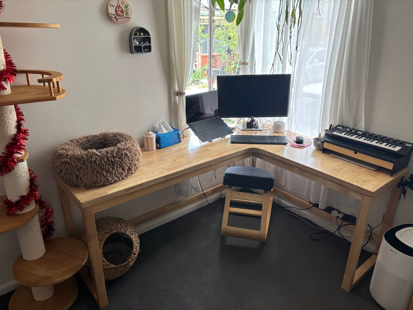 Customer photo review of Perdue Minimalist Solid Wood Multi-Purpose Corner Desk/Gaming Desk/Study Desk