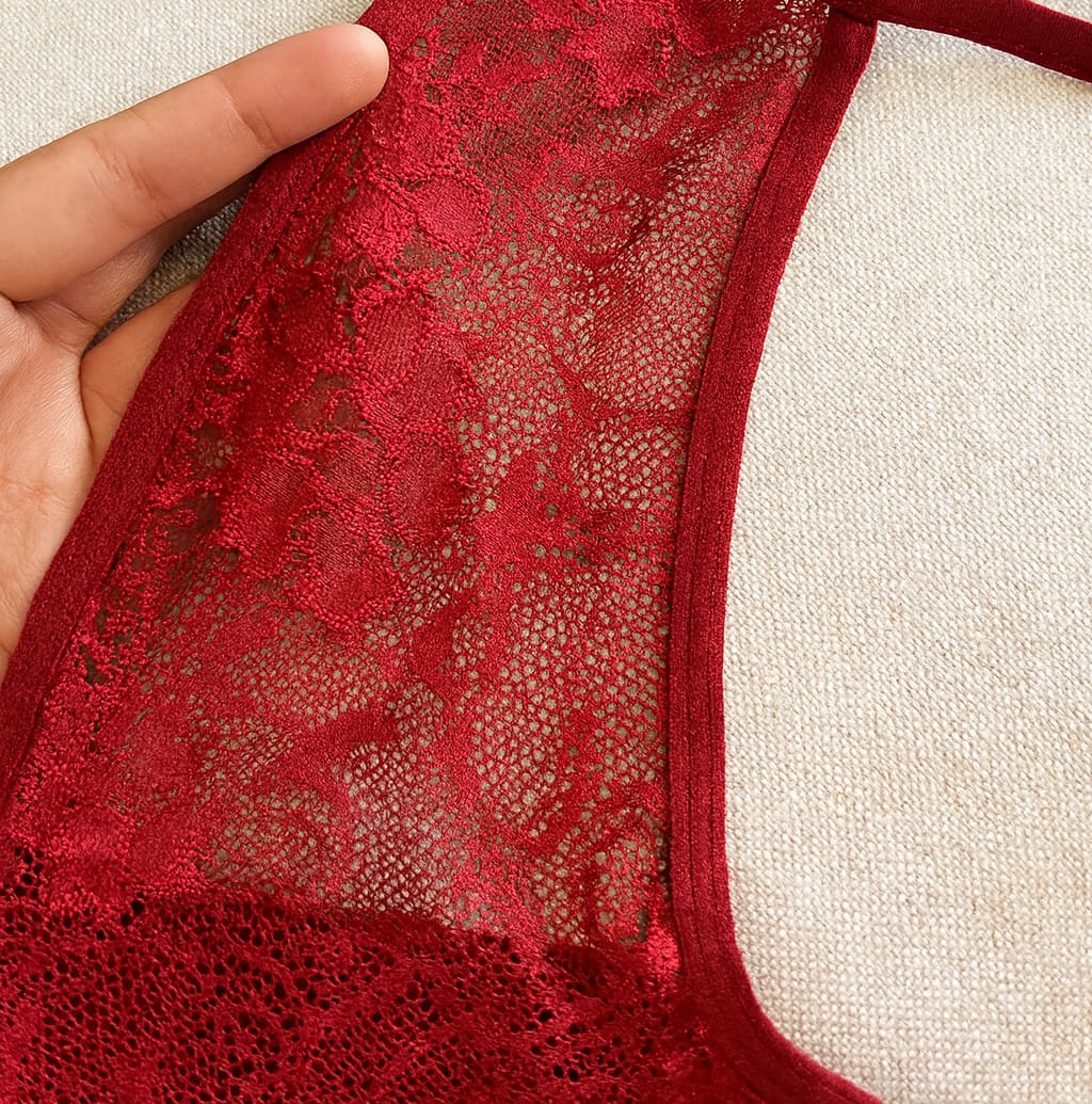 Customer photo review of Entwined Ribbon See-Thru Crotchless Bodysuit