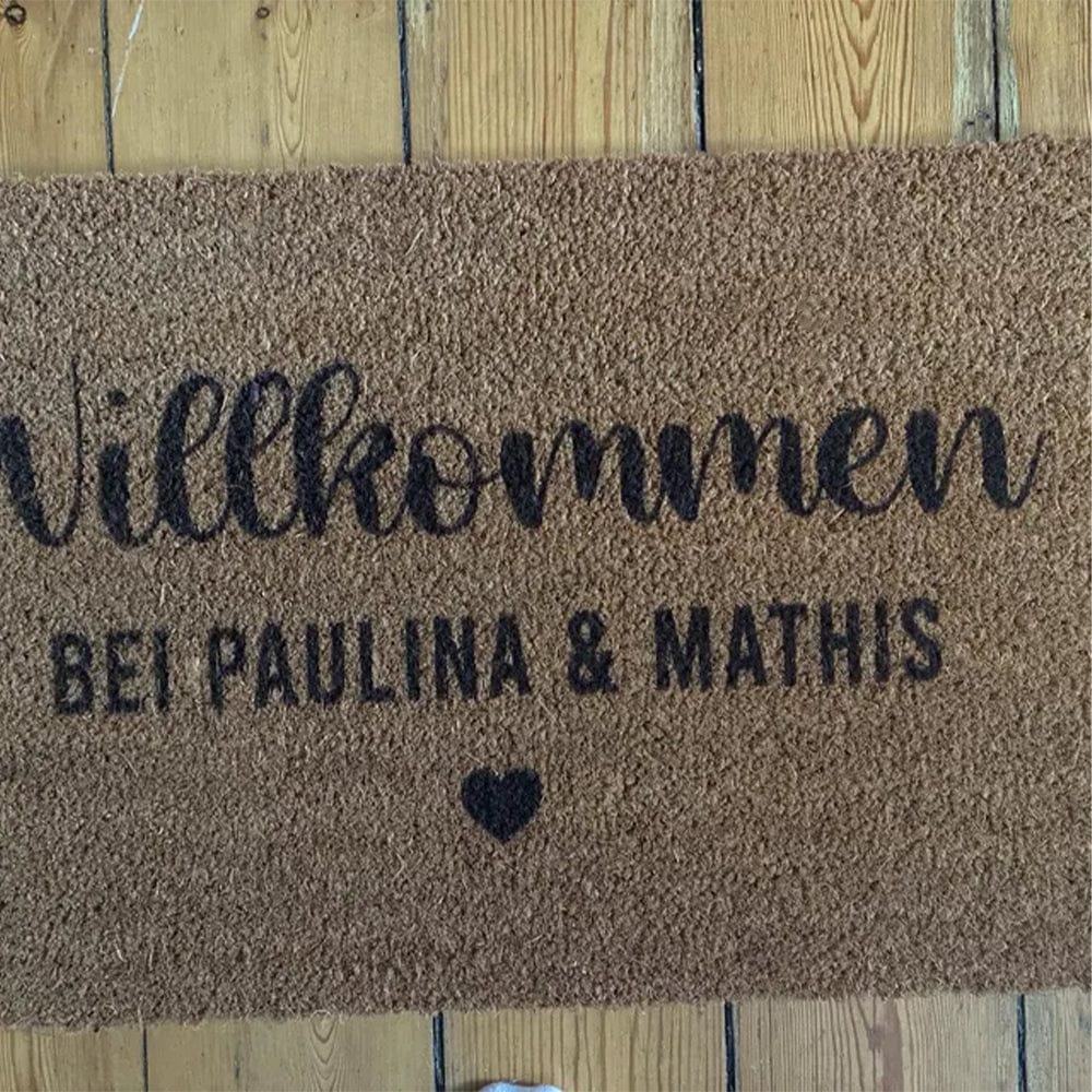 Customer photo review of Fußmatte aus Kokos personalisierbar – Willkommen bei Familienname mit Herz