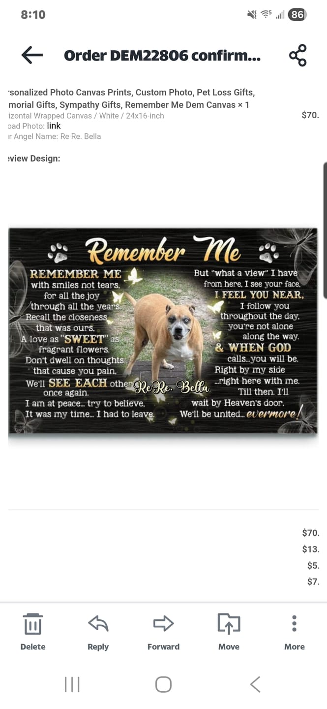 Customer photo review of Personalized Photo Canvas Prints, Custom Photo, Pet Loss Gifts, Memorial Gifts, Sympathy Gifts, Remember Me Dem Canvas