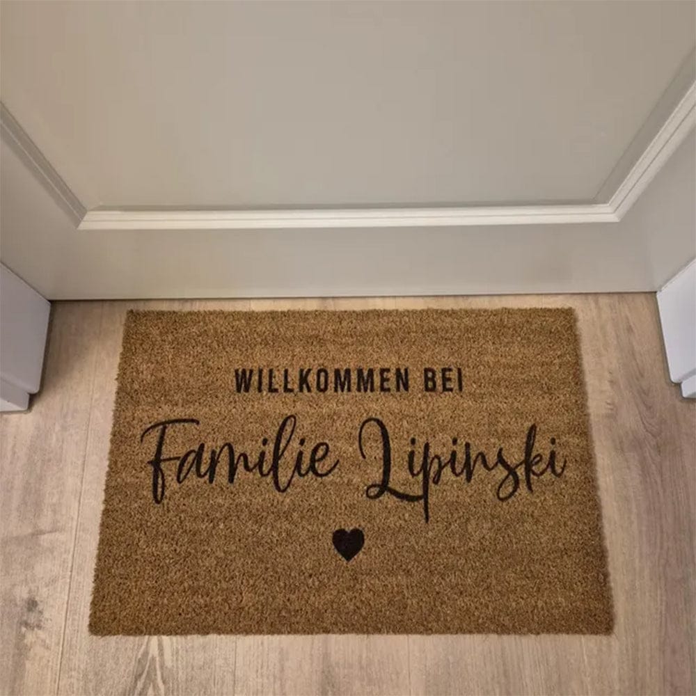 Customer photo review of Fußmatte aus Kokos personalisierbar – Willkommen bei Familienname mit Herz