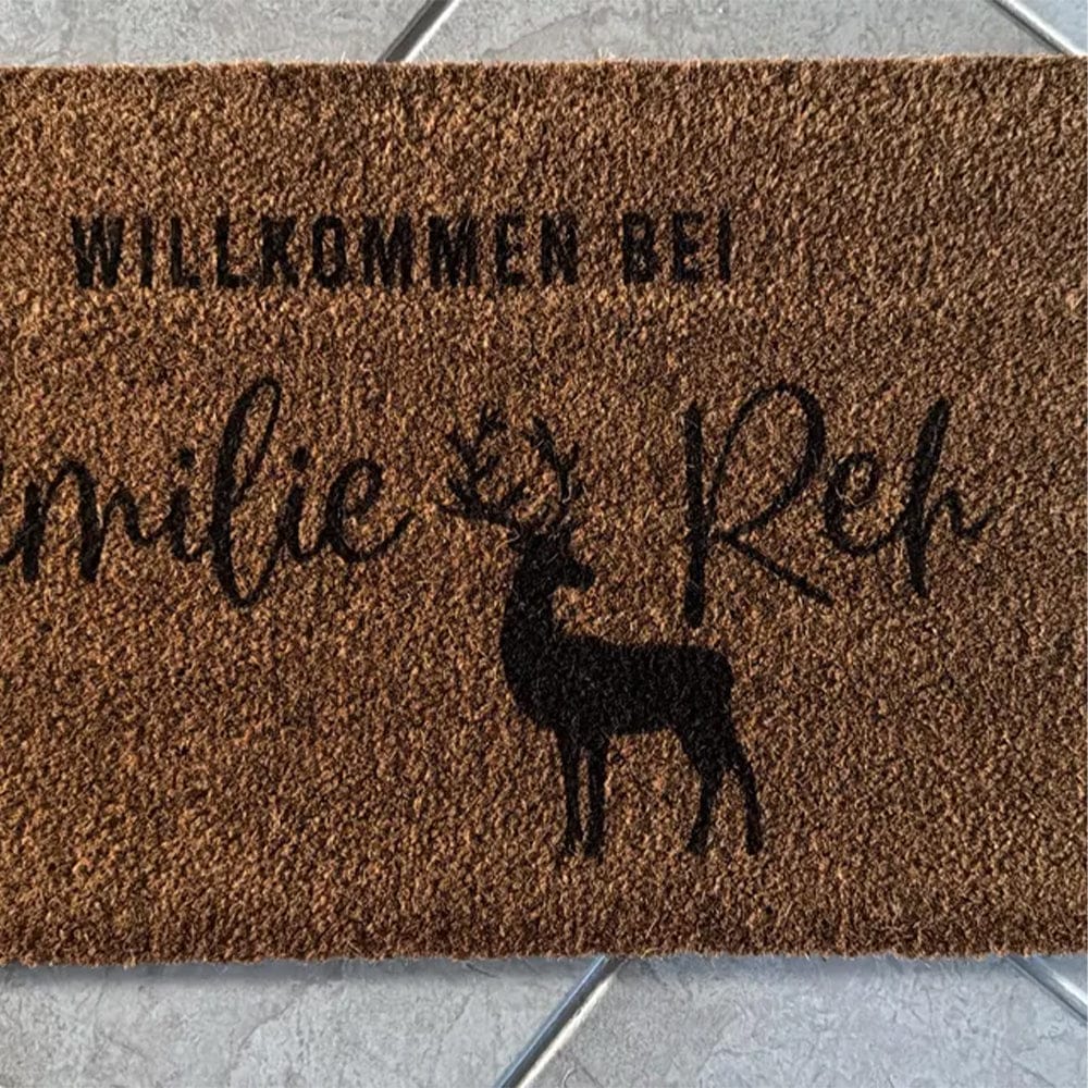 Customer photo review of Fußmatte aus Kokos – Hirschmotiv Naturdesign