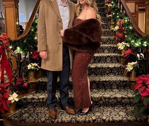 Customer photo review of REGINA-BURGUNDY FAUX FUR JACKET