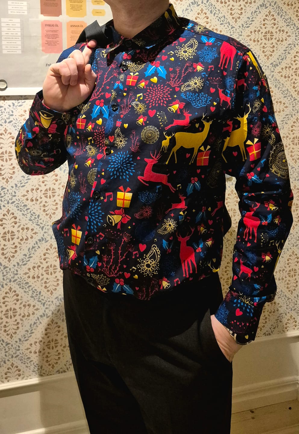 Customer photo review of Herren Weihnachts Langarmhemd aus Baumwolle Blau