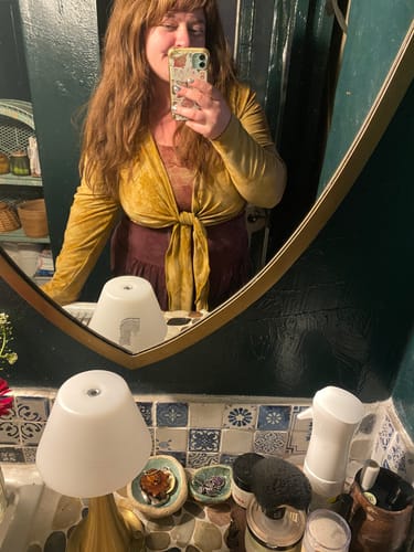 Customer photo review of Wrap Top- Long sleeve 'Chanterelle' XL