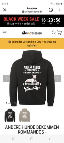 Customer photo review of Andere Hunde bekommen Kommandos - Personalisierbarer Hoodie Unisex Rückendruck