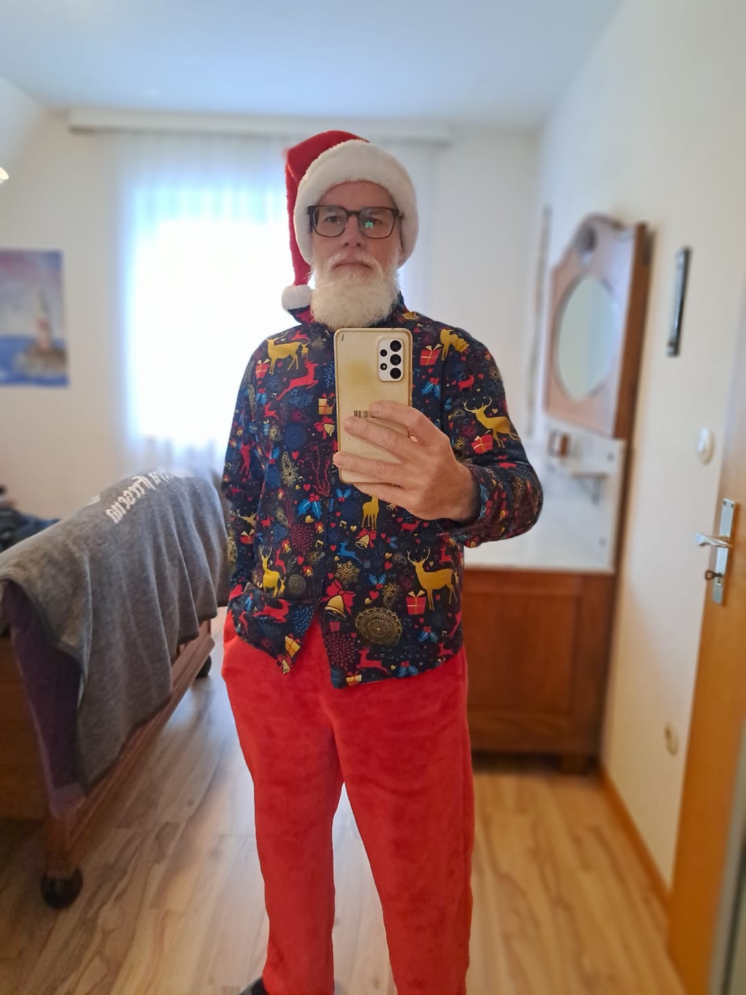 Customer photo review of Herren Weihnachts Langarmhemd aus Baumwolle Blau