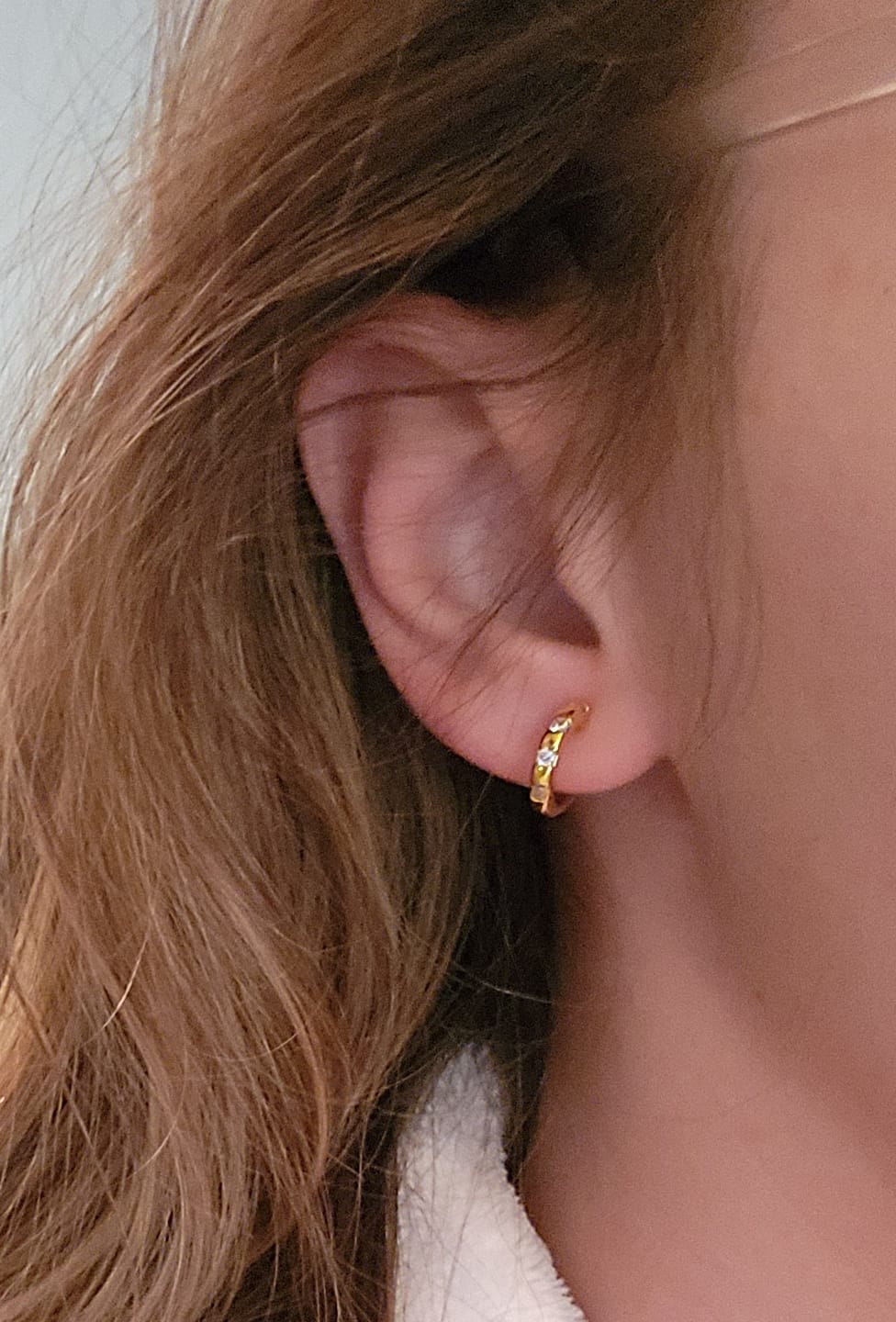 Customer photo review of Sydney Pave Clip On Earrings in Gold