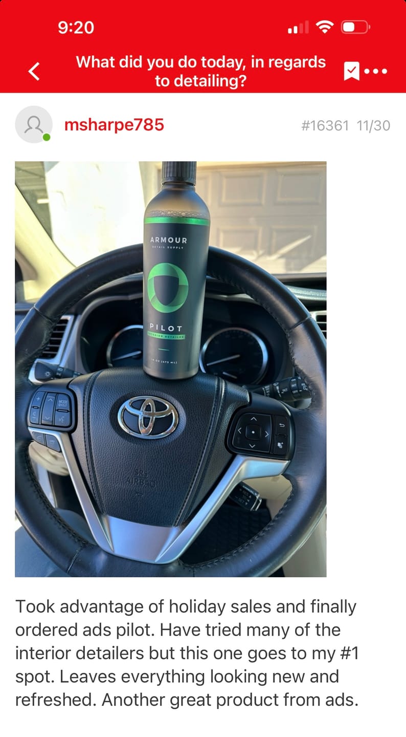 Customer photo review of PILOT - Interior Detailer
