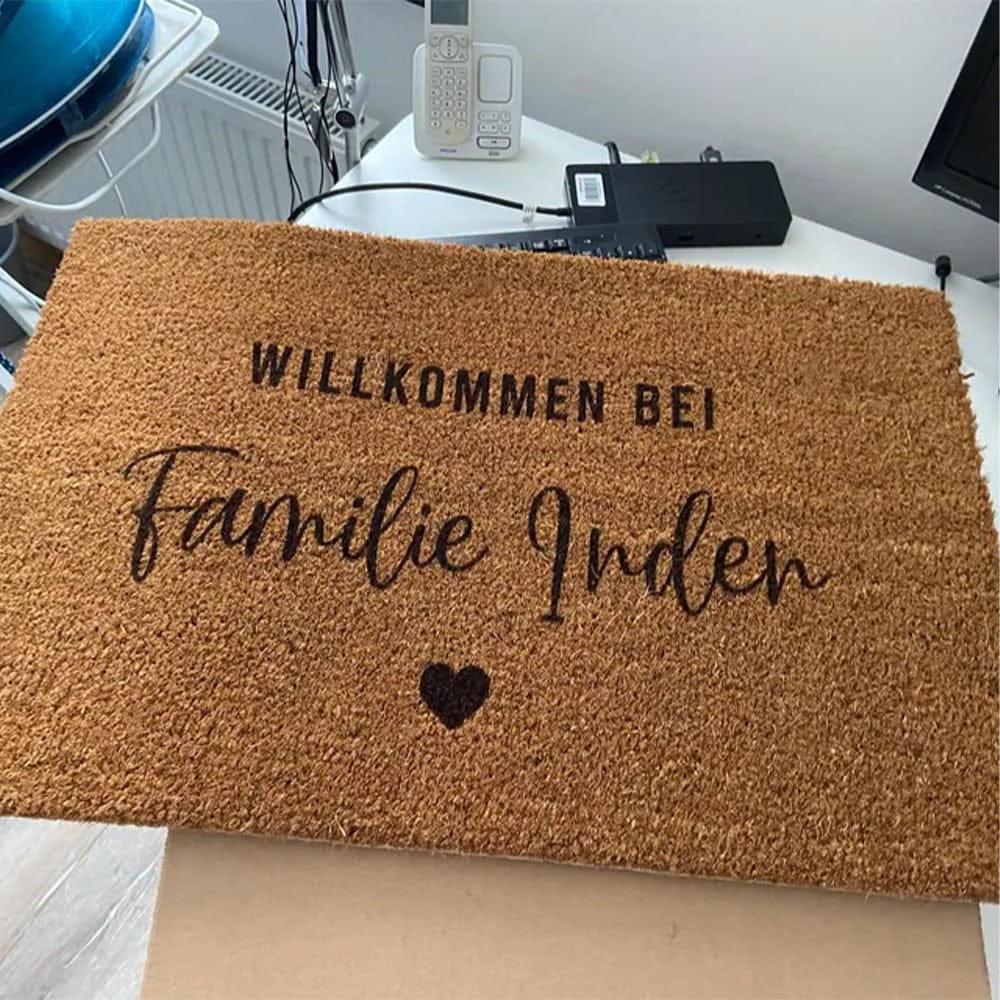 Customer photo review of Fußmatte aus Kokos personalisierbar – Willkommen bei Familienname mit Herz