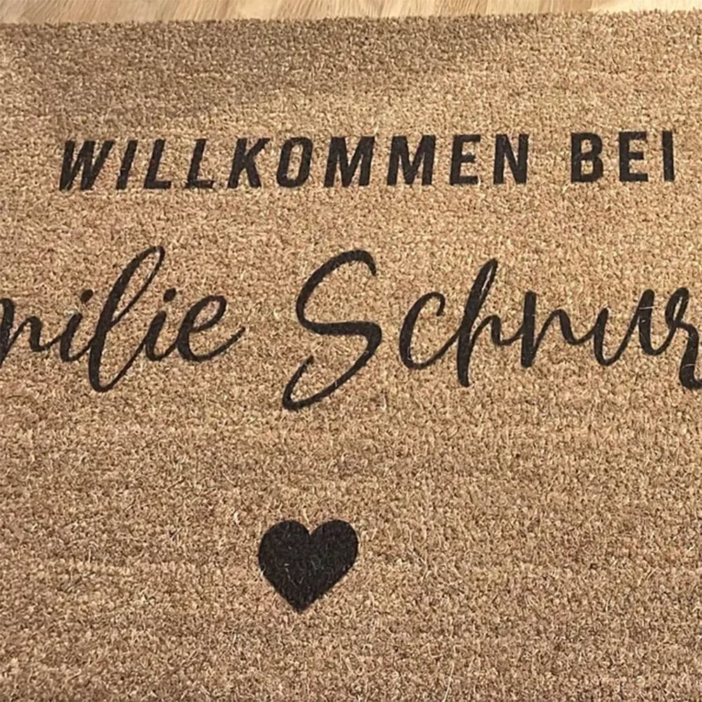 Customer photo review of Fußmatte aus Kokos personalisierbar – Willkommen bei Familienname mit Herz