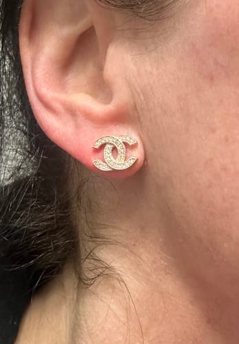 Customer photo review of Women's CC Design Silver Earrings Delicate Gemstone Studs