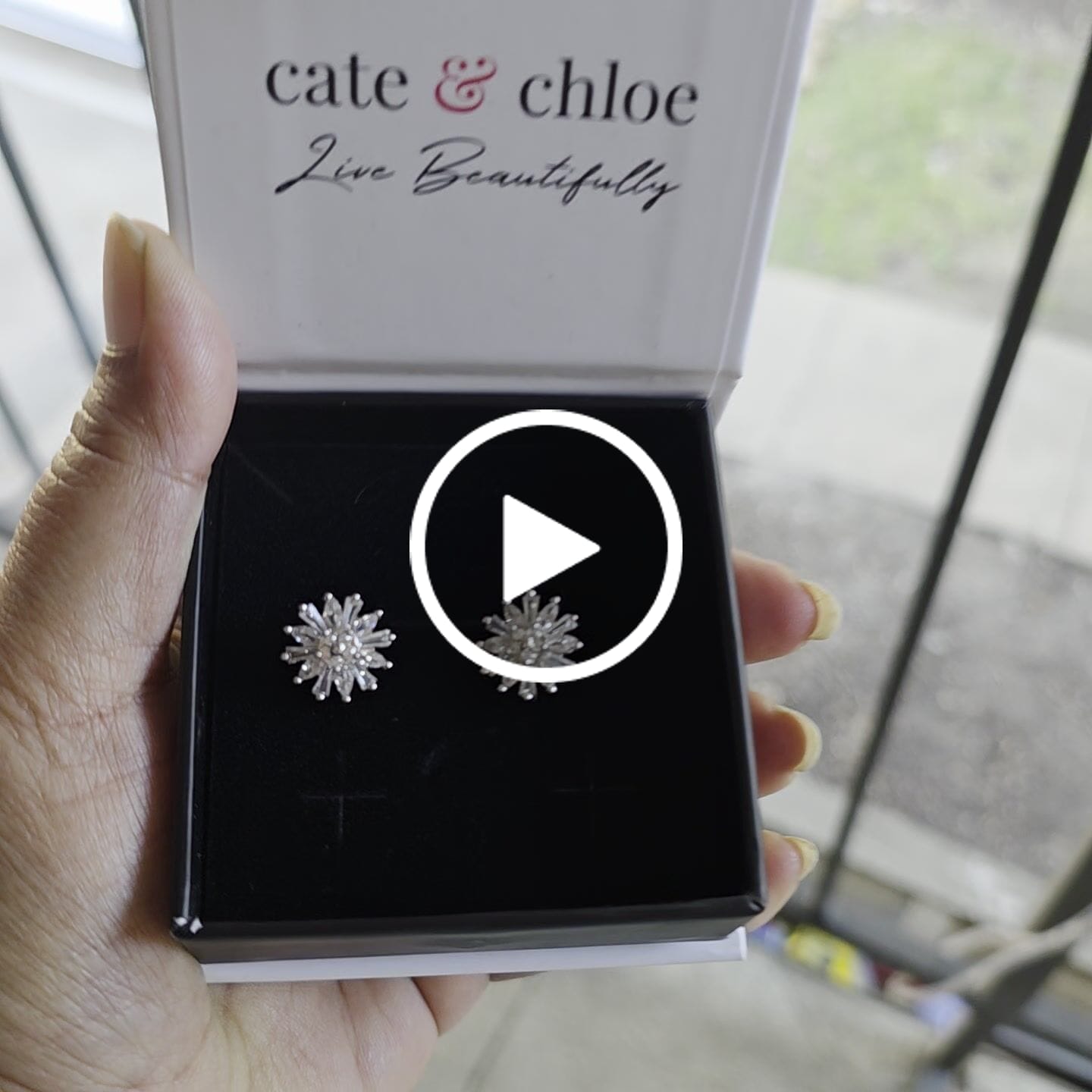 Customer video review of Astara 18k White Gold Plated Stud Earrings with Simulated Diamond Crystals
