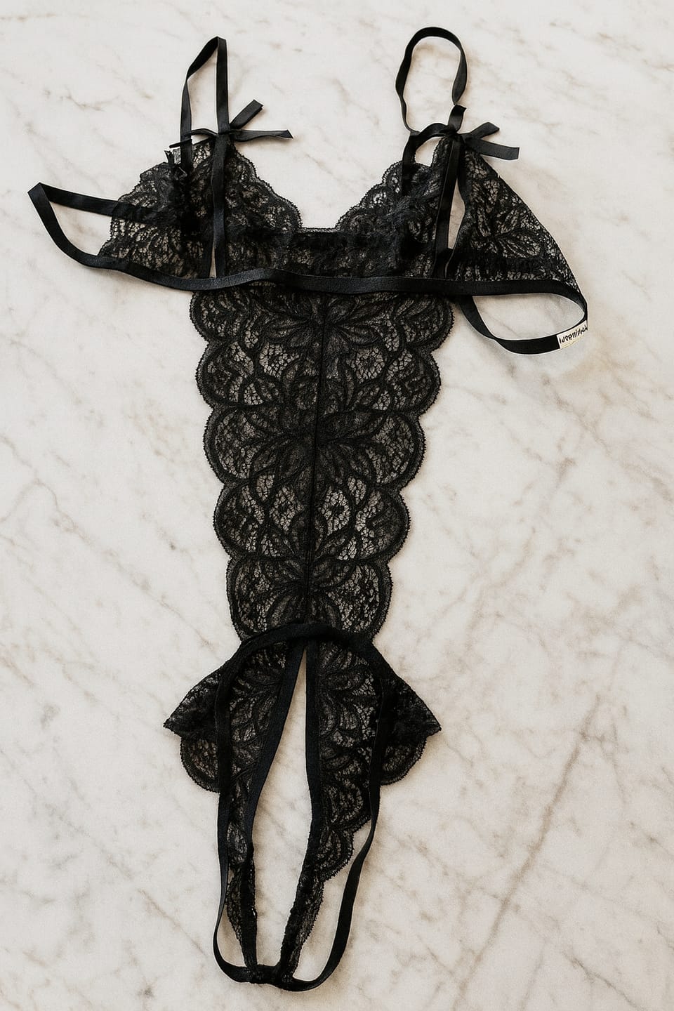 Customer photo review of Desire Lace Fantasy Crotchless Bodysuit