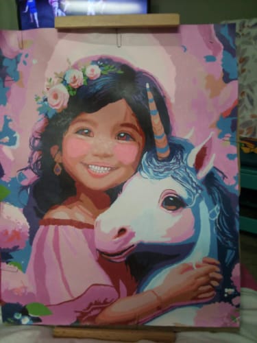 Customer photo review of Paint by Numbers - Little girl with unicorn