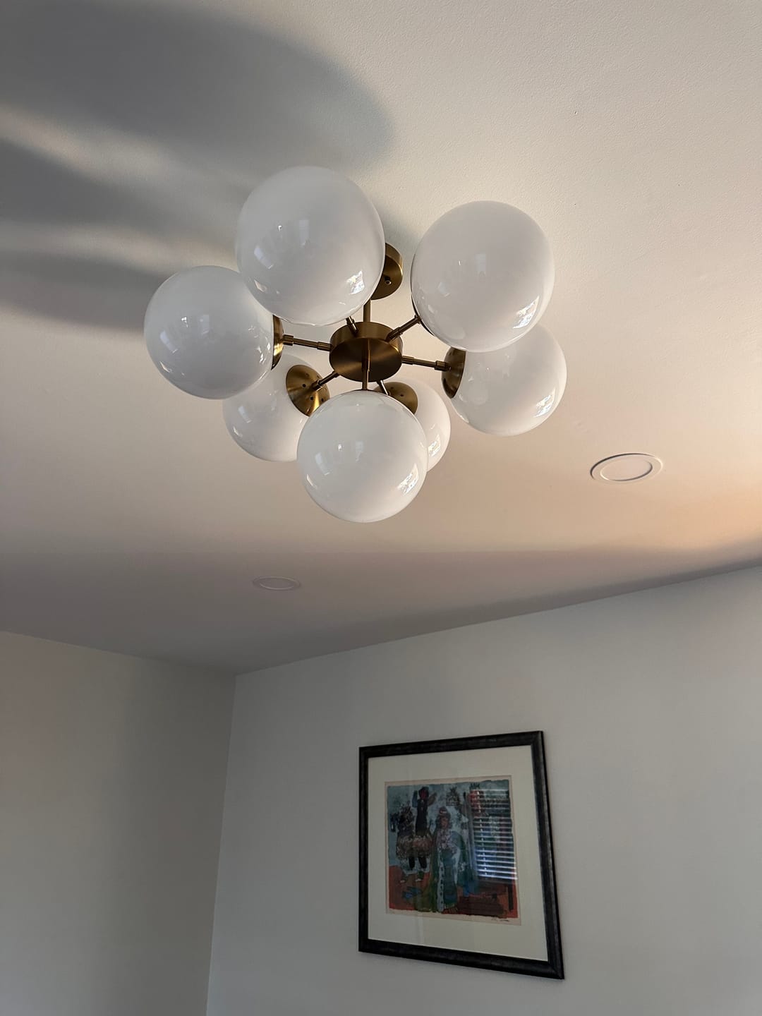 Customer photo review of 7-light Brass Sputnik Opal Glass Globe Bubble Chandelier