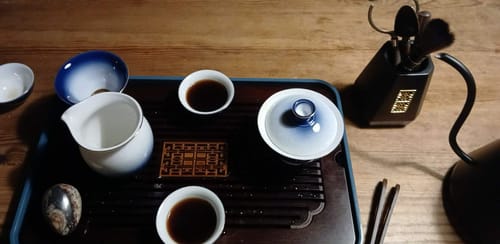 Customer photo review of Gradient Blue Jade Porcelain Tea Set