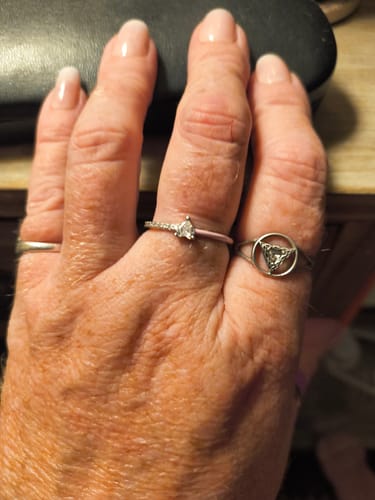 Customer photo review of Sisters By Soul Matching Half Enamel Heart-Cut Rings