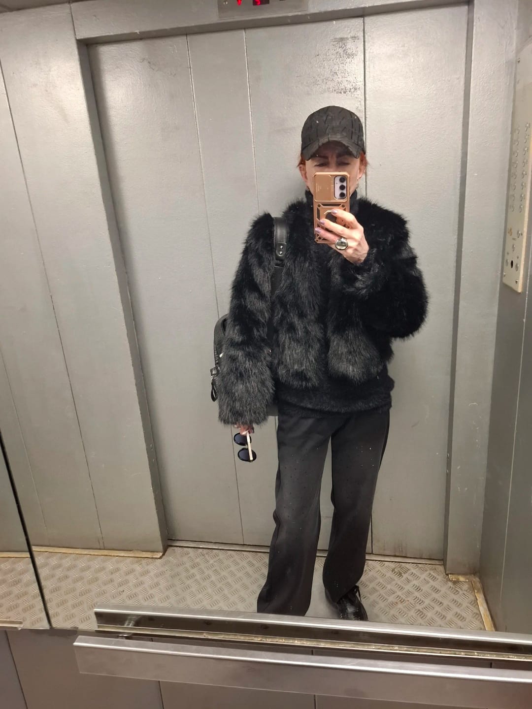 Customer photo review of Maris Cropped Faux Fur Coat
