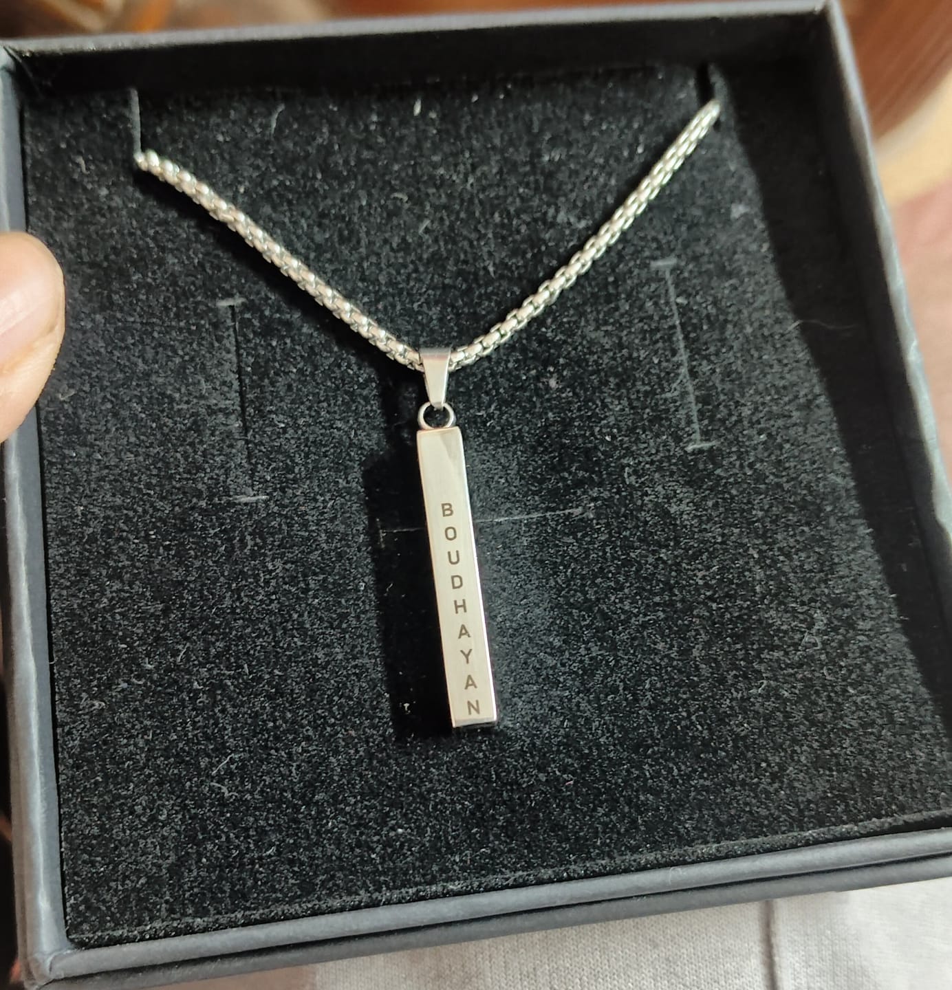 Customer photo review of Personalised Cuboid Locket for Men