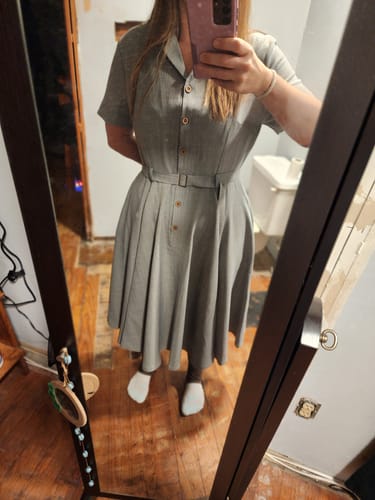 Customer photo review of Short Sleeve cotton linen summer Dress 3272