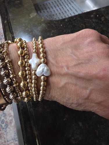Customer photo review of pearl cross juno bracelet (4mm)
