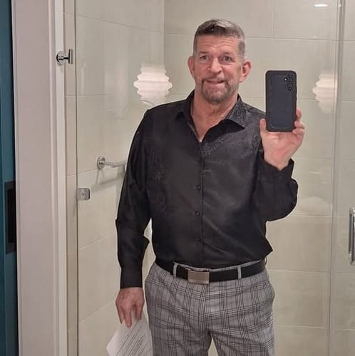 Customer photo review of Barry. Wang Mens Paisley Casual Shirt Black Silk Long Sleeve Button Down Shirt for Party