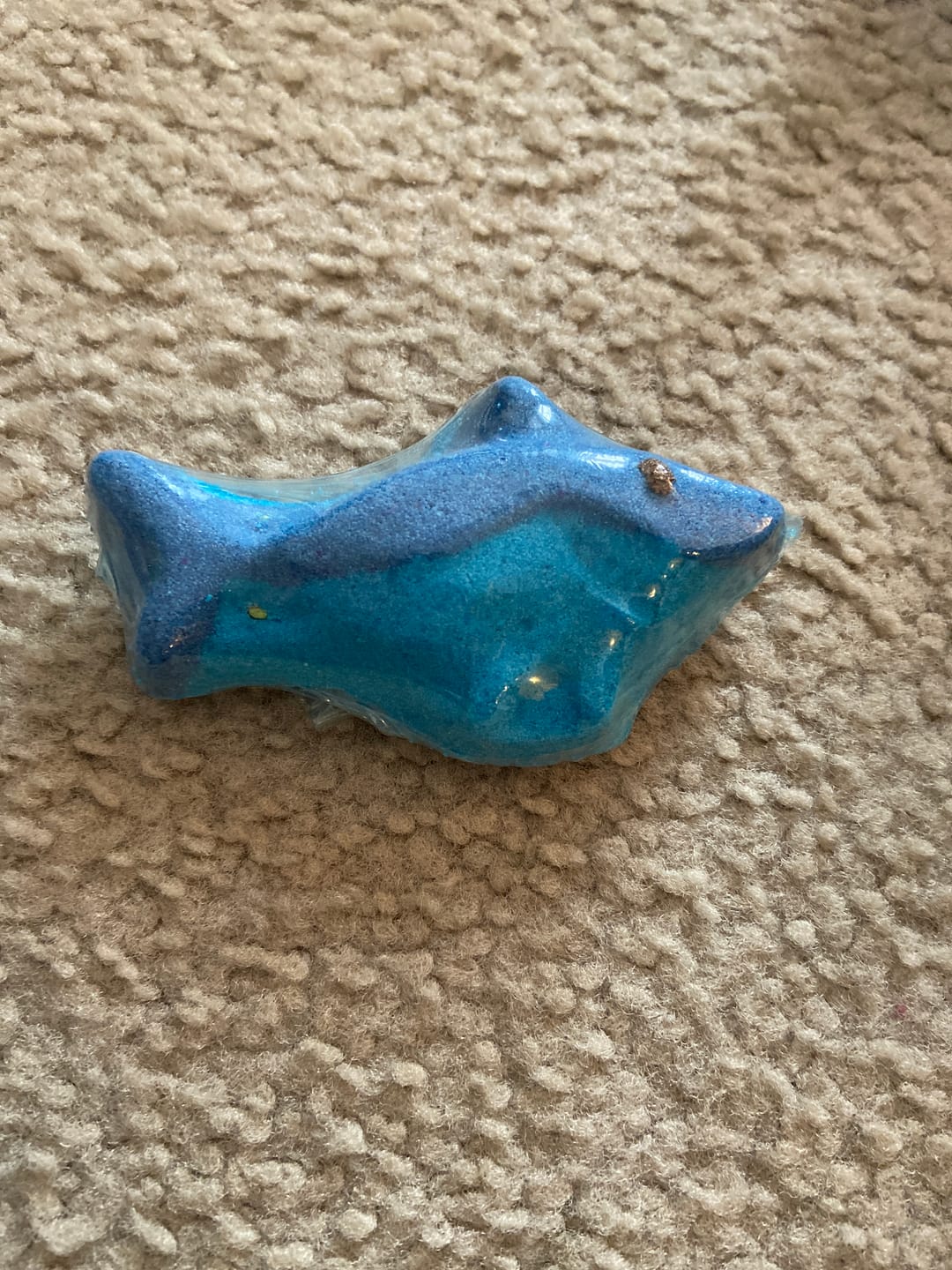 Customer photo review of Shark Kids Bath Bomb with Toy Shark Figure