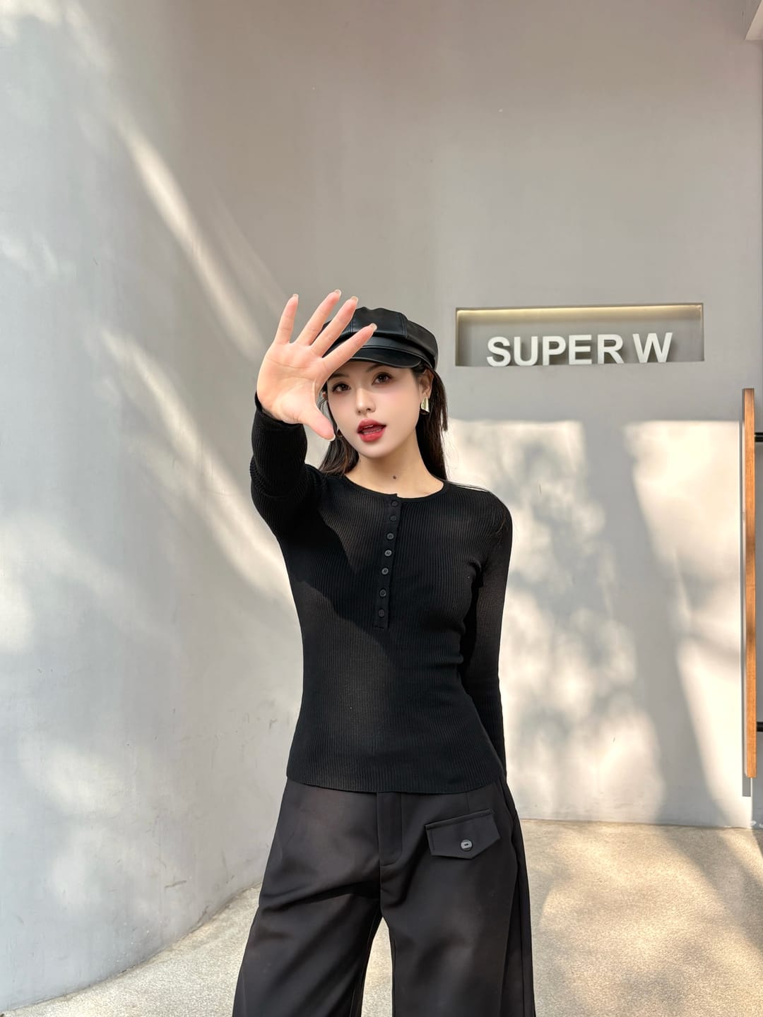 Customer photo review of IAMXIAA Knit Cape & Ribbed Base Top Two-Piece Set