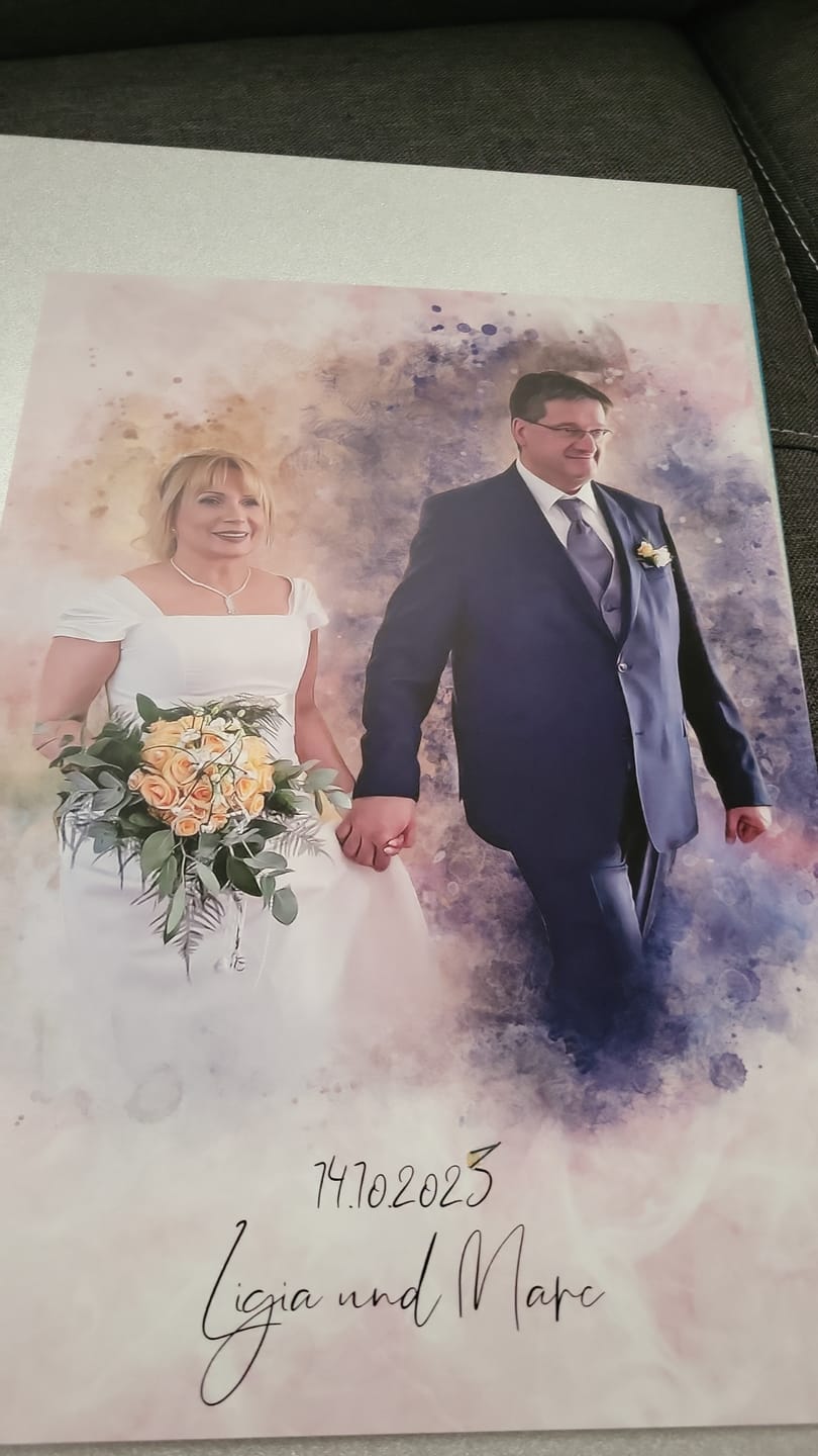 Customer photo review of Dein Hochzeitsfoto als Aquarell Poster | Geschenk zur Hochzeit