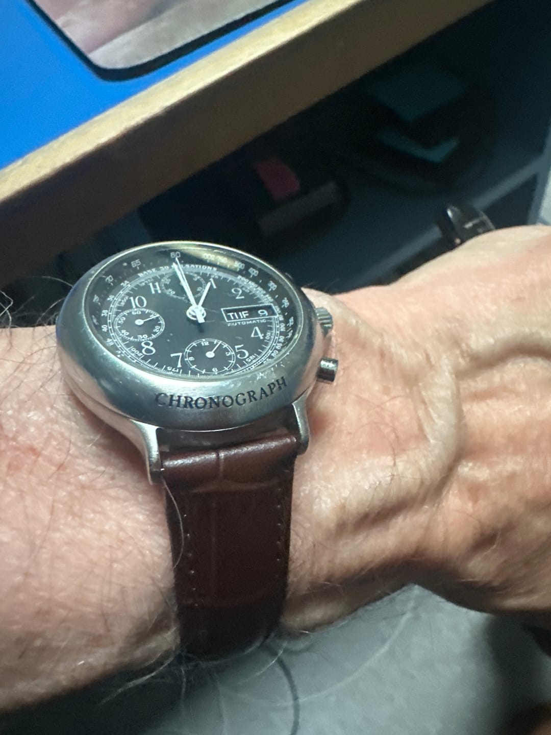 Customer photo review of Genuine Leather Calfskin Premium Watch Strap with Stainless Steel Deployant Butterfly Clasp