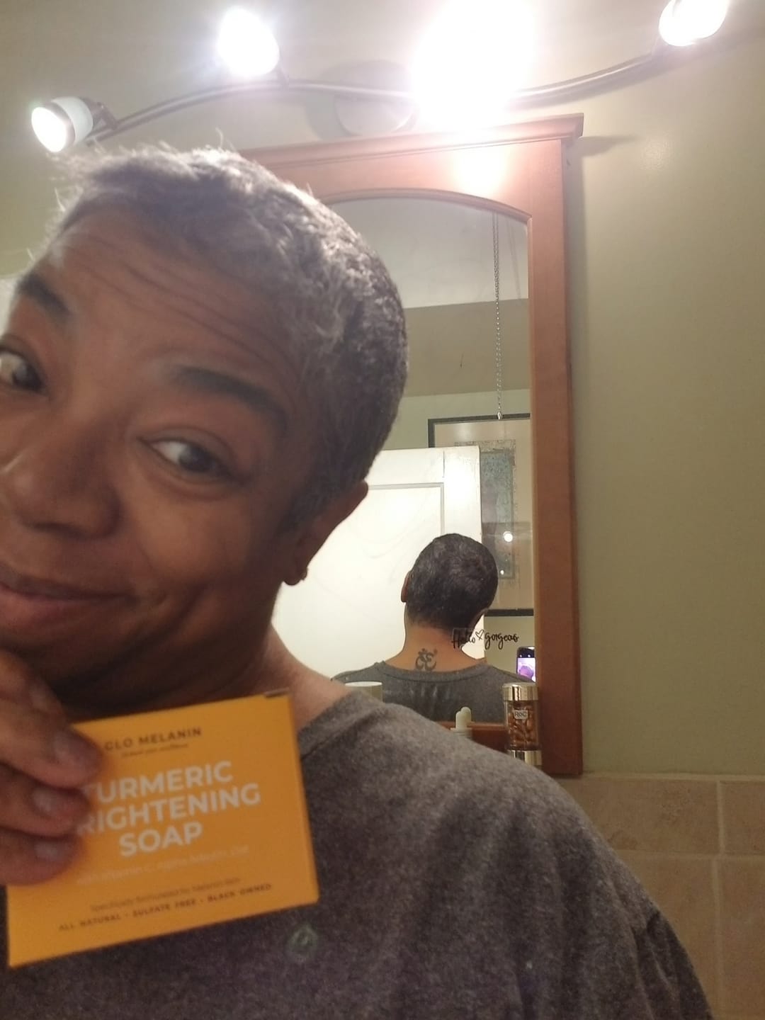 Customer photo review of Turmeric Brightening Soap (with Vitamin C, Alpha Arbutin, Oat)
