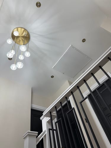 Customer photo review of 5/9 Light Dome Stairs Swirl Cluster Pendant Light