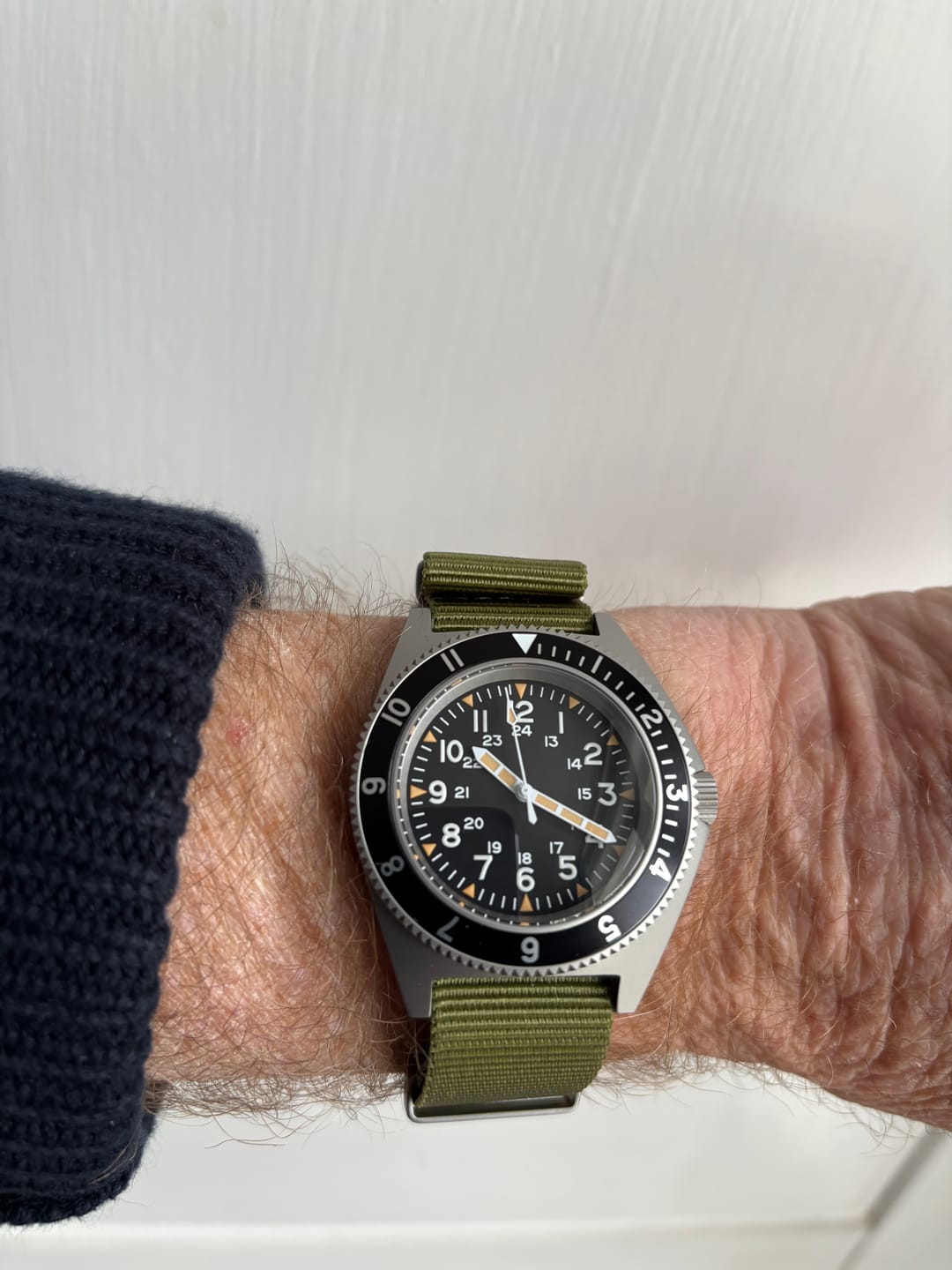 Customer photo review of Military Field Watch Strap With Sandblasted Hardware- Available in Black or Green
