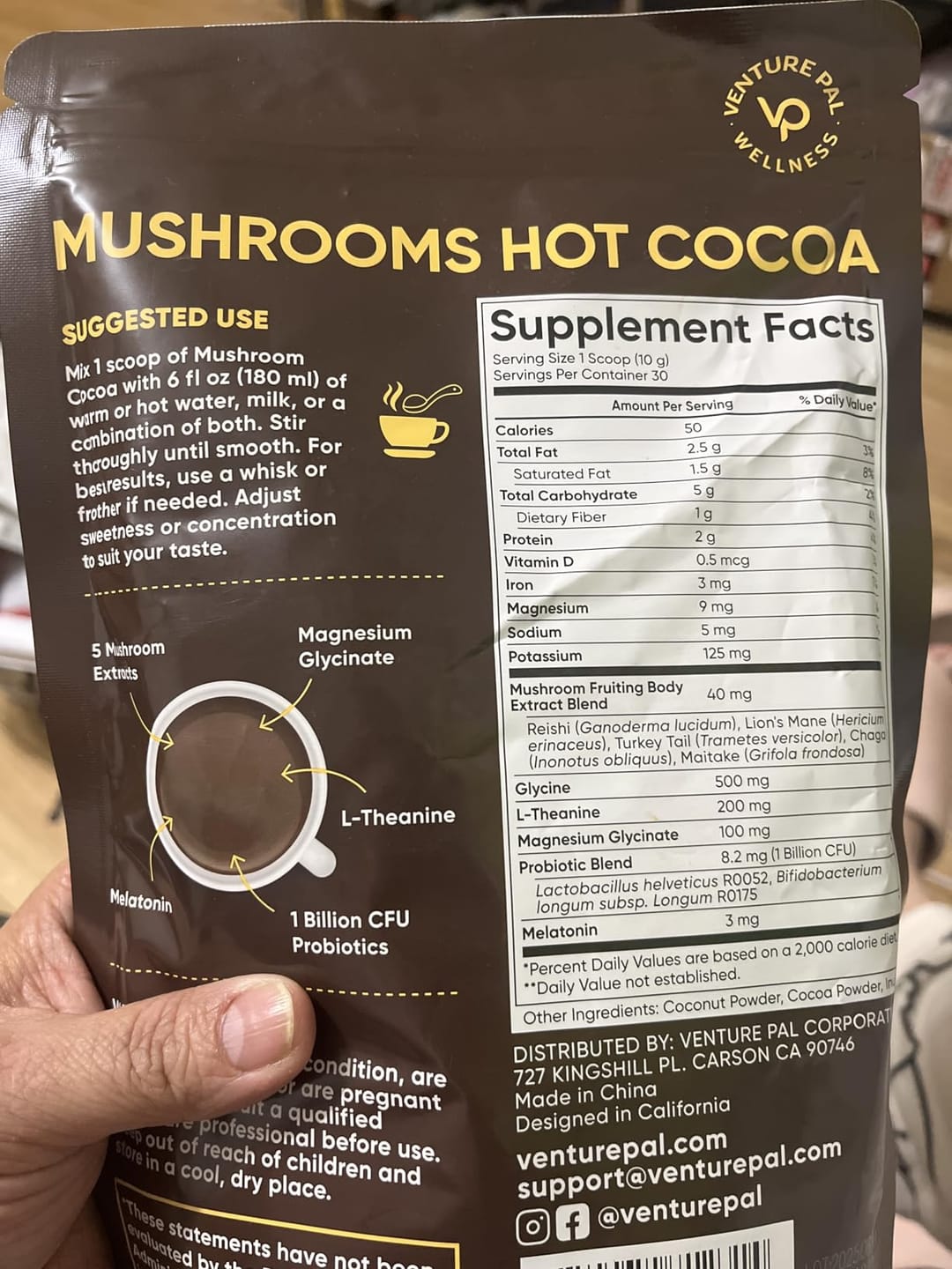 Customer photo review of Mushroom Sleep Hot Cocoa - 30 servings