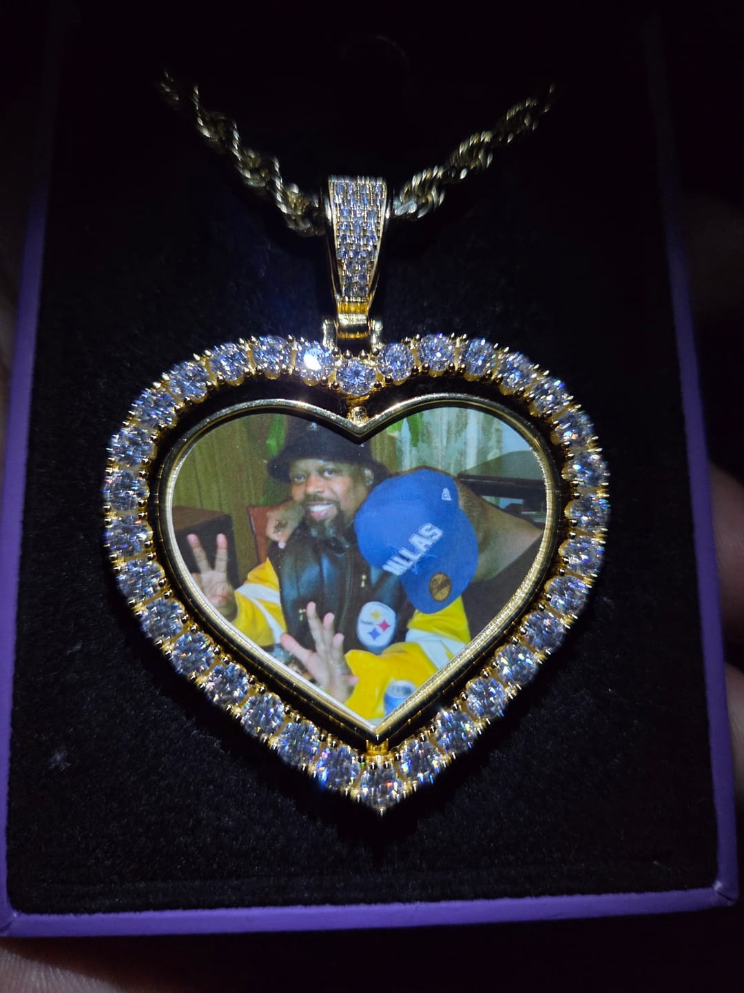 Customer photo review of MOISSANITE CUSTOM IMAGE HEART PENDANT - 925 SILVER - D COLOUR - VVS1