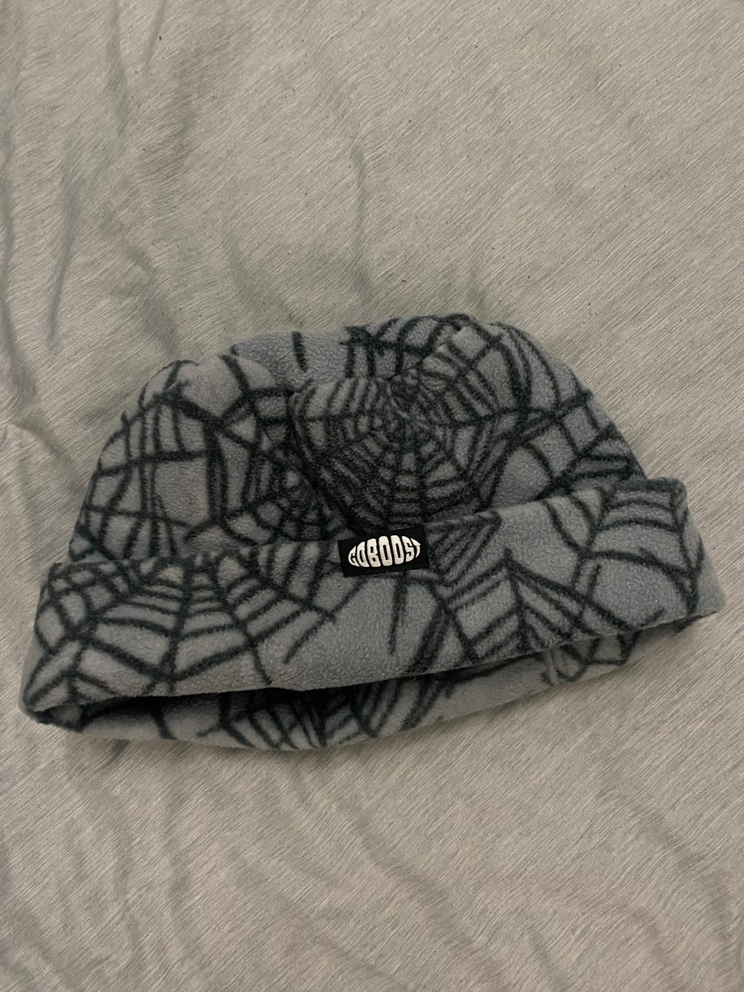 Customer photo review of Washed Spider Web Beanie - Grey