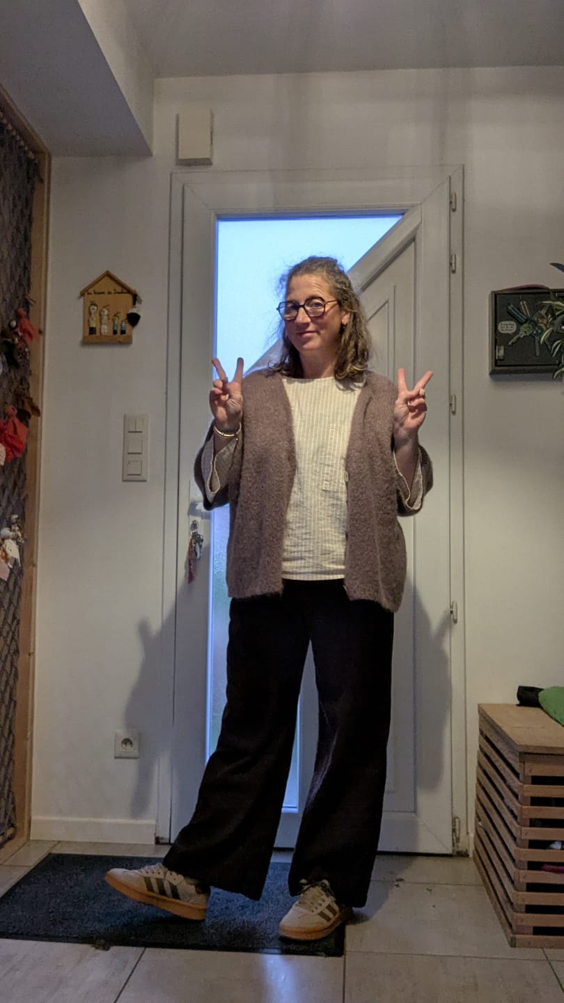 Customer photo review of Pantalon Nestor - Coton/lin chocolat